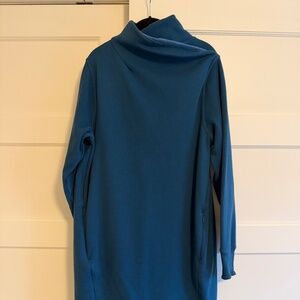 Athleta Cozy Karma Mock Neck Dress in Blue: size L